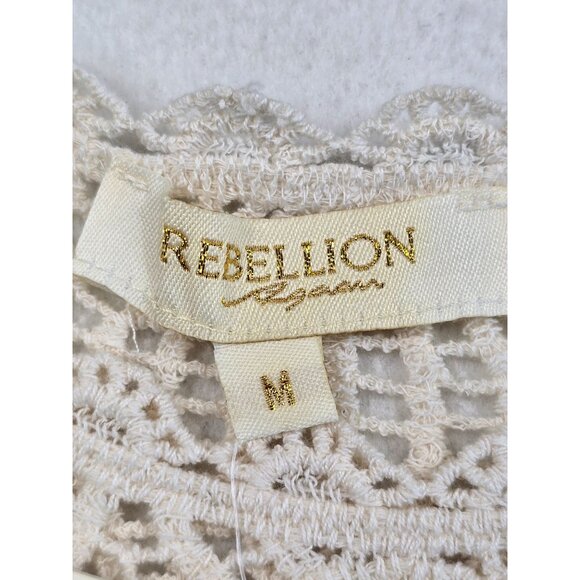 NWT Rebellion Again Crochet Top M Beige 100% Cotton Medium Boho Hippie Sweater - Picture 2 of 5